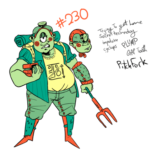 Used some color pallets and character design stuff, got this guy! A cyclops who is far from home wit