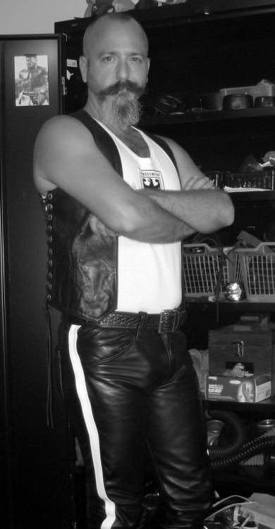 July 17, 2009.  The pants were a gift from my cub.  They were his first pair of leather pants.  They