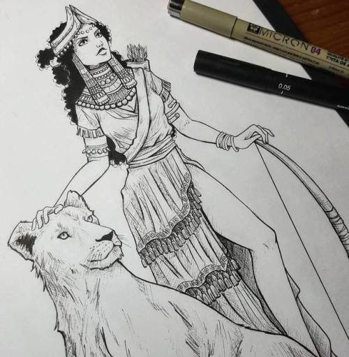 byrsa:My first drawing for Inktober :D The Goddess Inanna