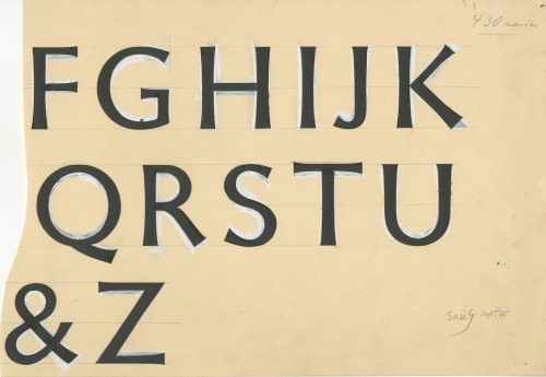 Eric Gill, Detail of drawing for an unreleased typeface, 1935. @ Monotype. Via printmag