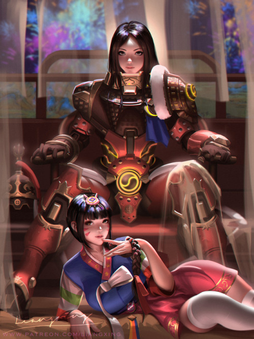 liang-xing:Hello guys!Happy Chinese new year!(*^_^*)This is the new year skin of Brigitte and Dva, b