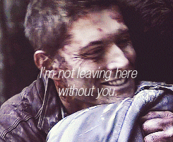 morlanovak:  spn meme: four otps (¼) ↳ Dean/Castiel  “‘We’ve been through much together, you and I”  
