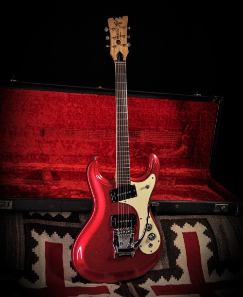  1966 Mosrite Ventures Model in Red Sparkle from:  www.rumbleseatmusic.com/ 