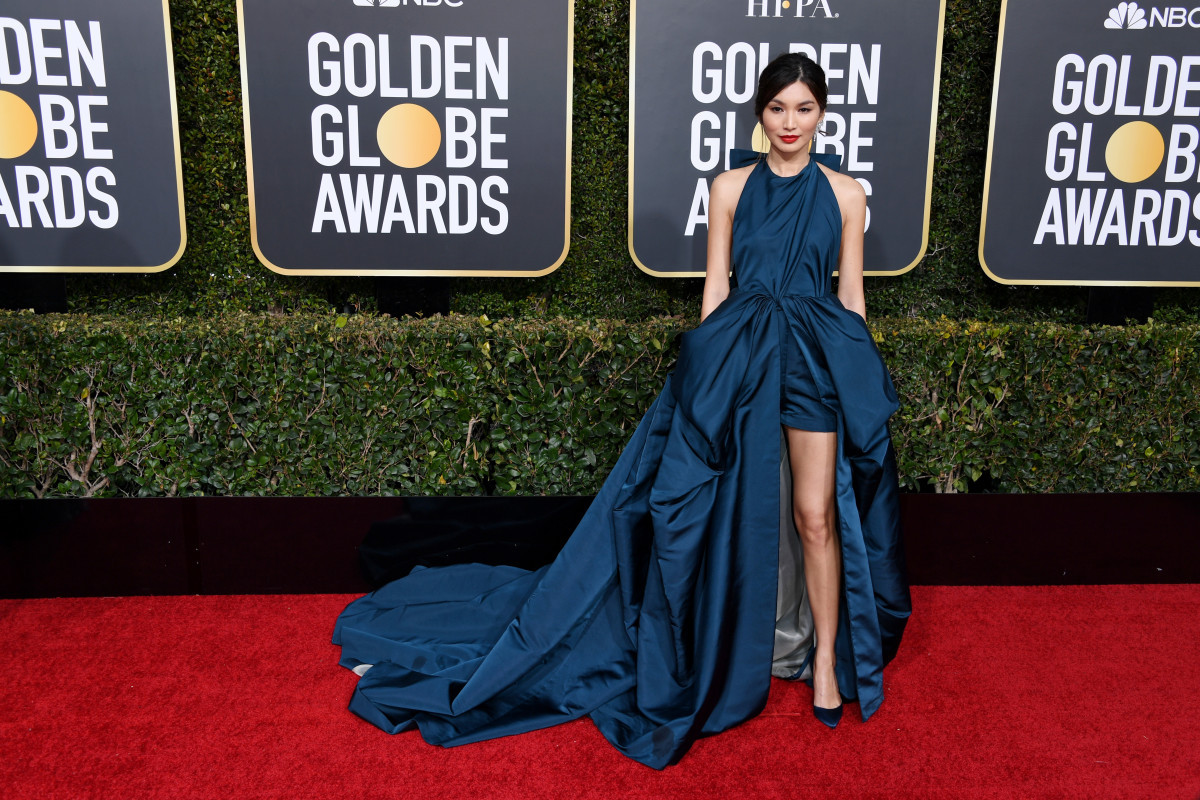 ubercharge: ubercharge: gemma chan in her golden globes dress? stunning. gorgeous.