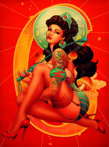 Japanese pin up girl art