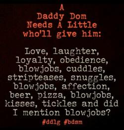 lostladylittle:  A DaddyDom needs a little!