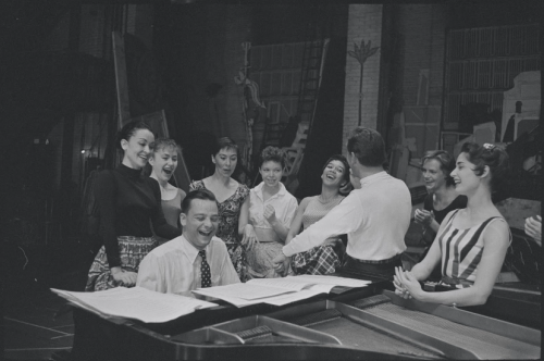 ffrannyglass: Chita Rivera, Stephen Sondheim, Leonard Bernstein, Carol Lawrence and cast in rehearsa