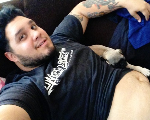 atomictantrum:  Apparently, my puppy thinks my belly is the perfect place to nap! :) 