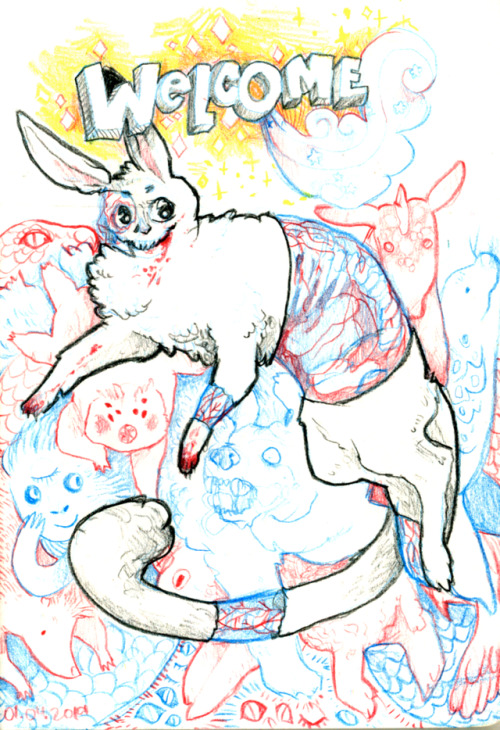 Day 1191: a bestiary of sorts, splash page for new sketchbook