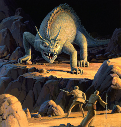 Sand people, excuse me, Tusken Raiders encounter a Krayt Dragon. Or perhaps this is what they though