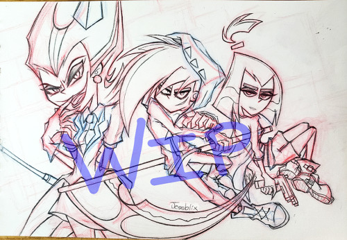 【 DP-AoD Crossover 】 A Wip sketch of a new DP crossover I’ll be working on soon!. I just need 