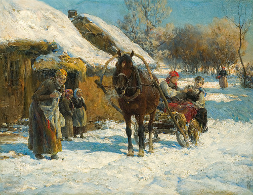 polishpaintersonly:  “The Sunny Winter Day” Alfred Wierusz-Kowalski (Polish;1849-1915)Ag