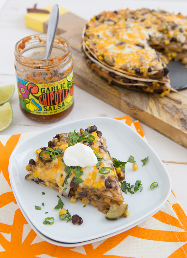 veganinspo:  Tortilla Pie with Black Beans &amp; Zucchini (use vegan cheese)