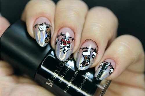 Day 2 of 12 Days of Christmas Nail art is bringing you some ‘nightmare’ inspired stampin