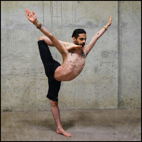 adrianhummellyoga:Dancer and Full Standing Bow, with a Sacred Geometry overlay. Featuring: Adrian 