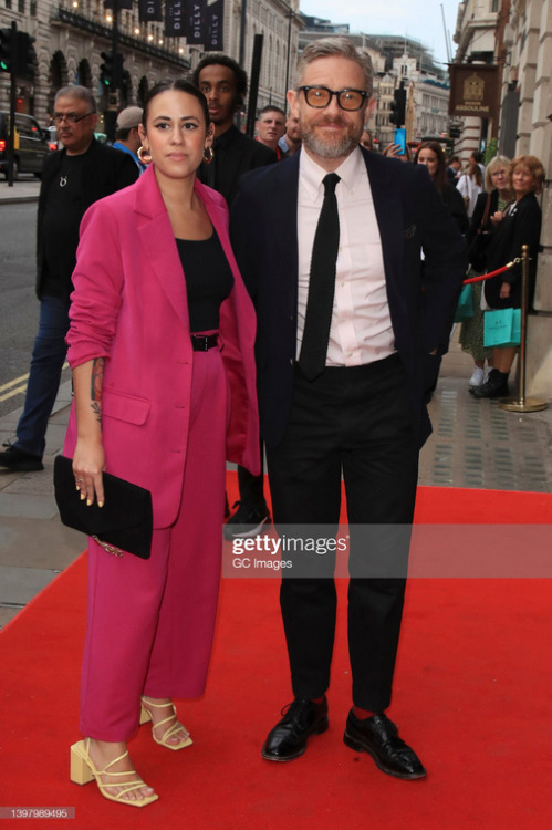 safedistancefrombeingsmart:  Rachel Mariam and Martin Freeman are seen arriving at BAFTA Piccadilly 