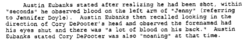 noeasyanswers:  Witness account → Stephen Austin Eubanks, best friends with Corey DePooter