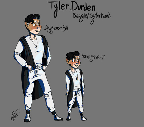 Made what i think my dog, Tyler Durden, would look like if he was a human. He’s 50 in dog years and 