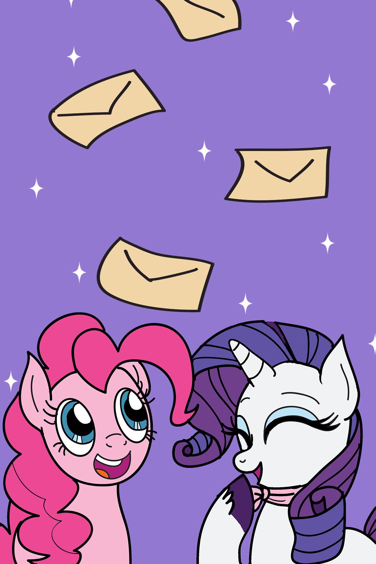 raripieincanterlot:  Pinkie: Look, Rarity! We got mail! Rarity: Wonderful! We cannot