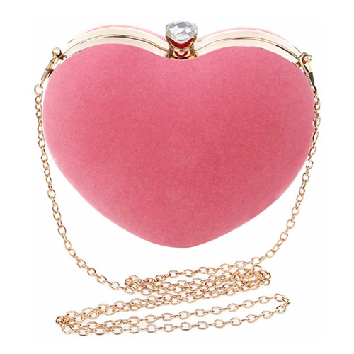 peachblushparlour:Pink Velvet Heart Clutch Purse