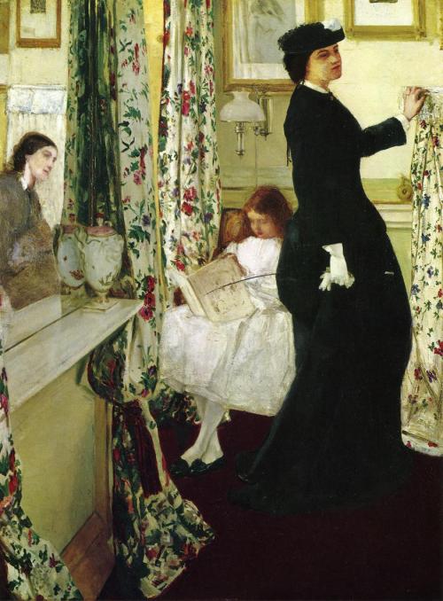 fleurdulys:  Harmony in Green and Rose: The Music Room - James Abbott McNeill Whistler 1861