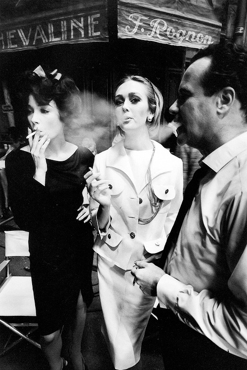 avagardner:Shirley MacLaine, Ina Balke and Jack Lemmon on the set of ‘Irma la Douce’, photographed b