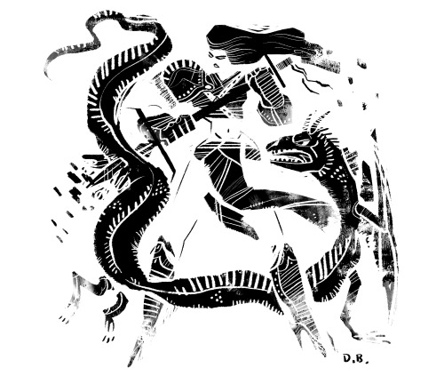devside-art:what? what was that you say? You want me to draw a powerful woman stabbing a dragon? WEL