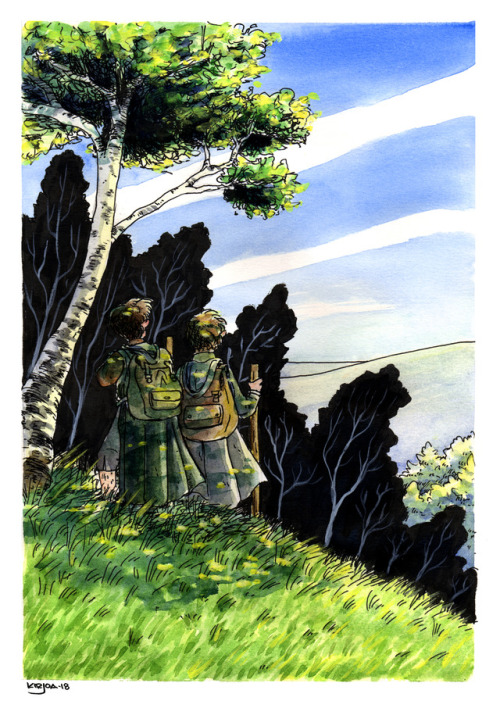 kirjoart:Frodo and SamI don’t remember the last time I painted traditionally, so this was just a fun