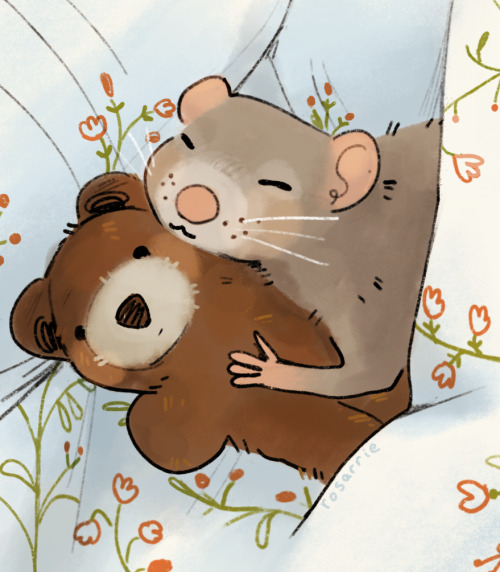 rosarrie:sleepy rat redraw  🐀🧸🌷