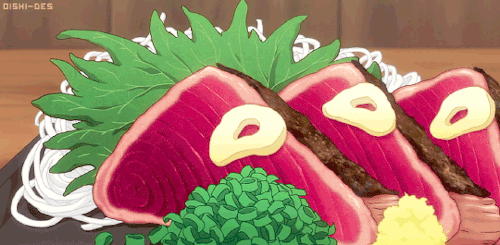 oishi-des:Bonito Tataki (Seared Bonito) - Isekai Izakaya: Kyoto Aitheria no Izakaya Nobu ep7