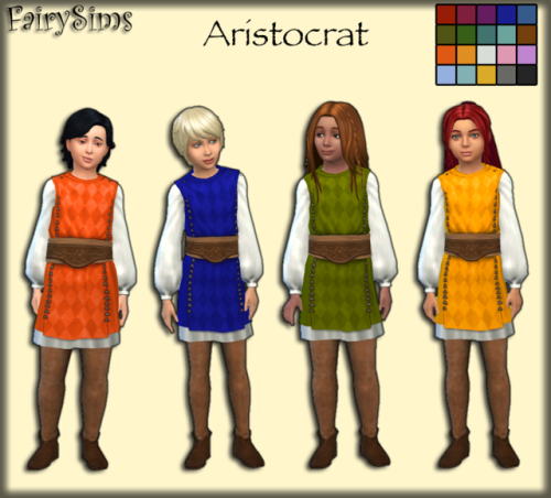 Aristocrat Puffy Sleeve RecolorsChild20 SwatchesFull body including shoesDisabled for randomMesh nee