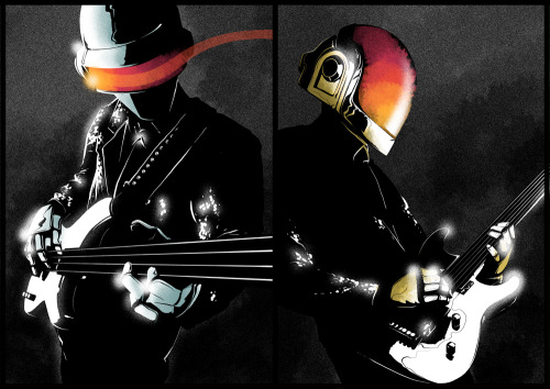 matttaylordraws:  Rejoice! There is new Daft Punk material imminent!If of course you have been under a rock for the last week, i shall point you in the direction of this teaser of new track Get Lucky and this video of the new outfits designed by Hedi