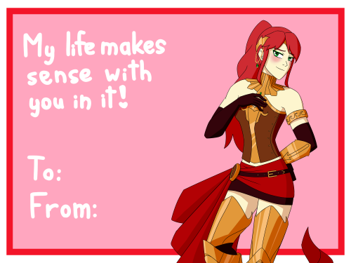 Valentine’s Day is here!So here’s another set of Pyrrha cards!Totally not sorry