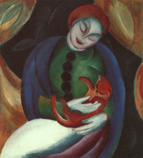 artist-marc: Girl with Cat II via Franz Marc Size: 71.5x66.5 cmMedium: oil on canvas