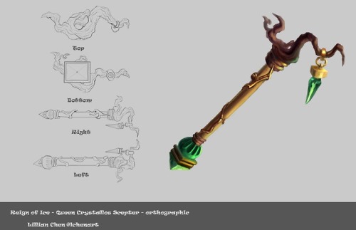 Queen Crystallos’ scepter - orthographicTo keep moving forward with prop design, I decided to take a