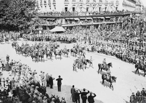 Victory parade in Paris on Bastille Day (July 14th, 1919).British generals in the procession.The Pri