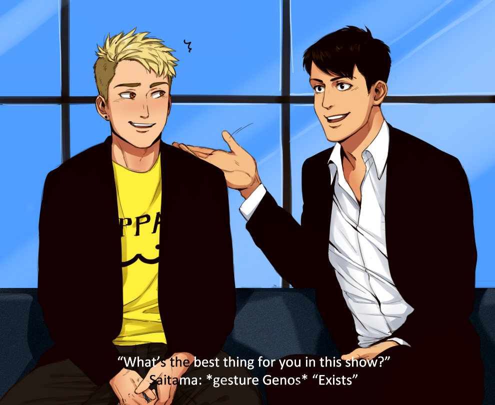 miyajimamizy:  Genos’s actor: “*laughs* Oh my god stop doing that! *covers eyes