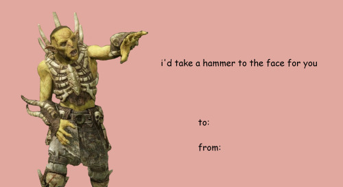 Happy Valentine’s Day. Here’s some Shadow of War meme e-cards.