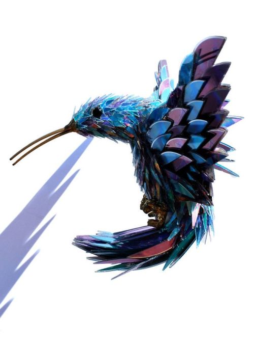thebeautyoftheplanetearth:  Sean Avery – Animal Sculptures From Broken CDs Australian artist Sean Avery has an unique way of expressing his sculptural talents. He creates these amazing sculptures using recycled materials like old CDs, computer hard