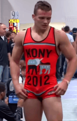 tinydickjock:  wrestleman199:  I don’t think his singlet could get any shorter