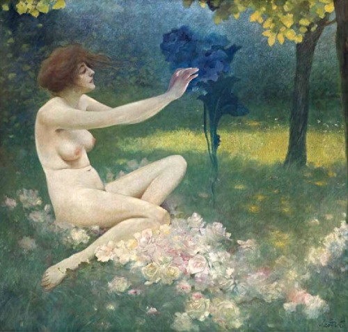 Die blaue Blume / The Blue Flower. 1903.Oil on Canvas.150 x 160 cm. (59 x 63 in.)Art by Leo Diet.(18