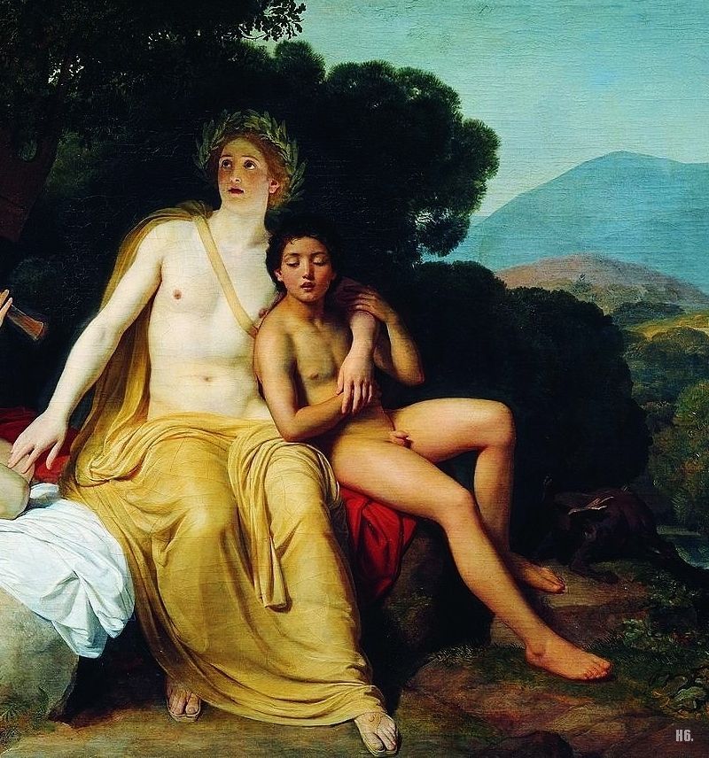 Detail:  Apollo, Hyacinth and Cyparissus. 1834. Alexander Ivanov. Russian.1806-1858.