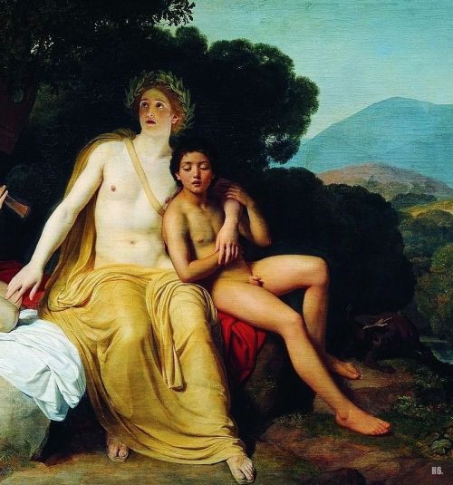 hadrian6: Detail:  Apollo, Hyacinth and Cyparissus. 1834. Alexander Ivanov. Russian.1806-1858. 