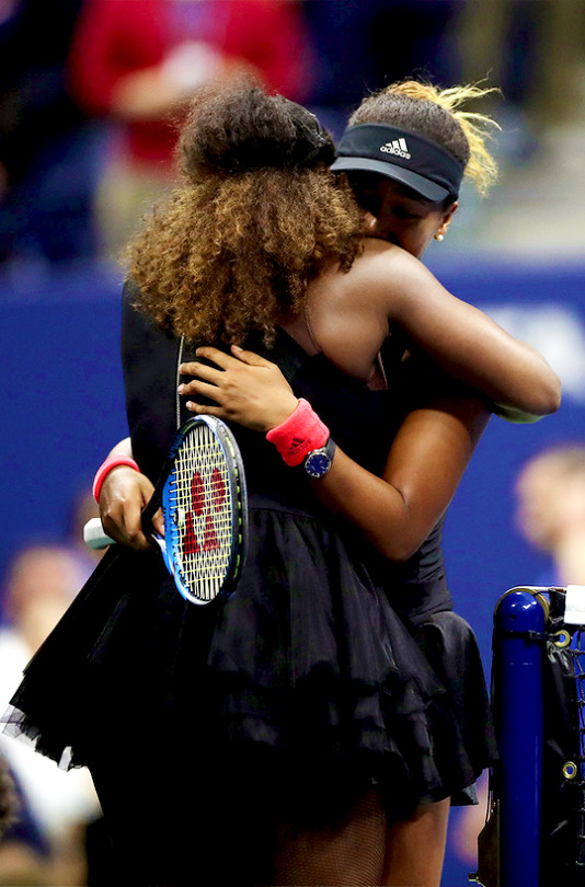 Naomi Osaka Of Japan Hugs Serena Williams Of The United States After Winning The Women’s Singles Finals