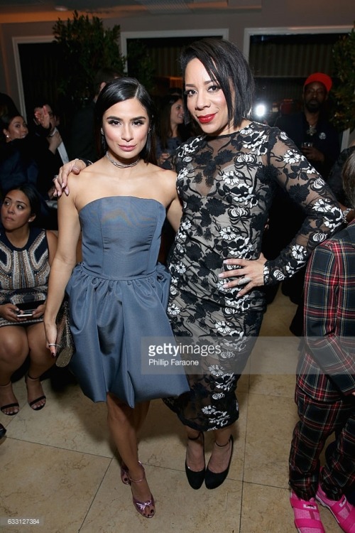 WEST HOLLYWOOD, CA - JANUARY 29: Actresses Diane Guerrero (L) and Selenis Leyva attend The Weinstein