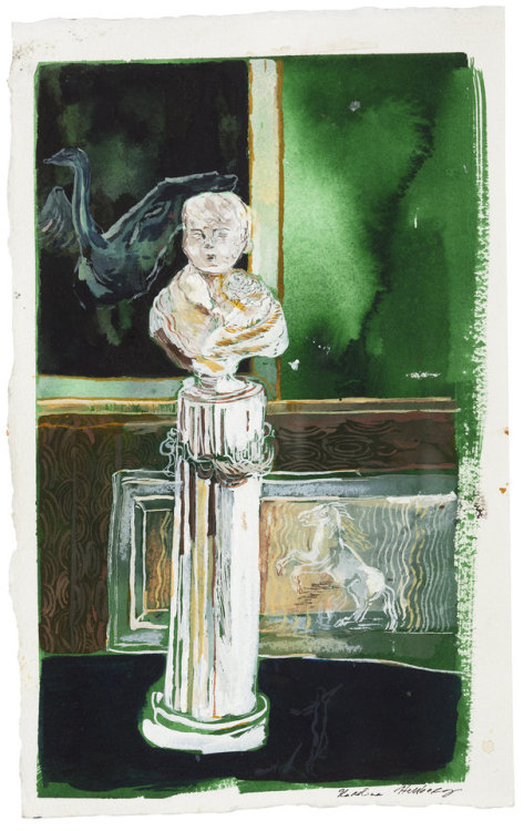 Pedestal and Zwan   -   Karoliina Hellberg: , 2016Finnish, b.1987-Inks and watercolor on paper,37 x 