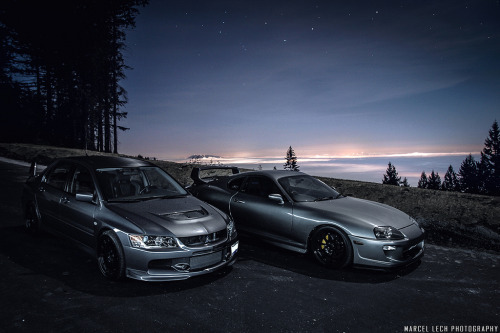 exost1:  automotivated:  EVO + SUPRA (by Marcel Lech)
