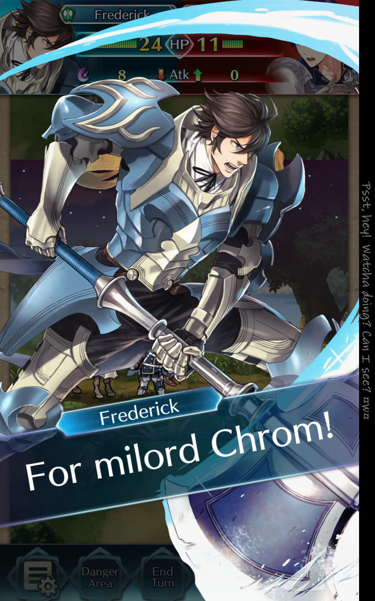 picurious:Frederick’s present to Chrom. A hammer to the dome.