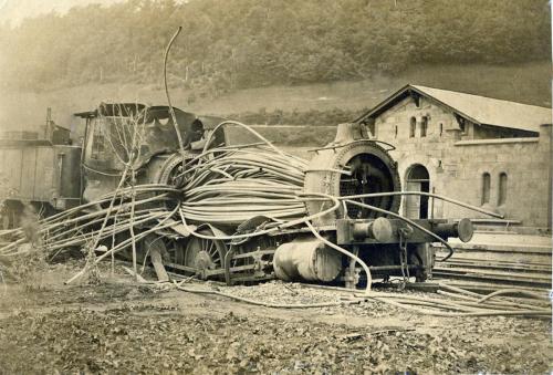 sixpenceee:Photos of steam engines after a boiler explosion.