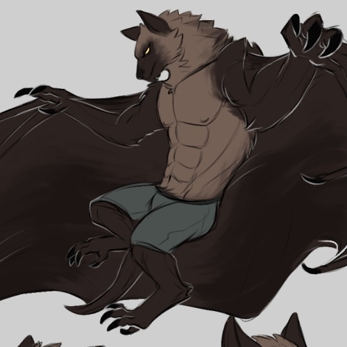 lunarismonstrum:I was going through some of my old art files and I found a WIP of Werebat Chris that